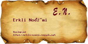 Erkli Noémi névjegykártya